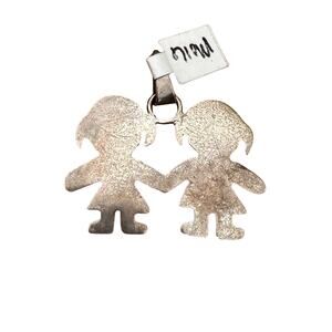 Sterling Silver Two Children Kids Pendant